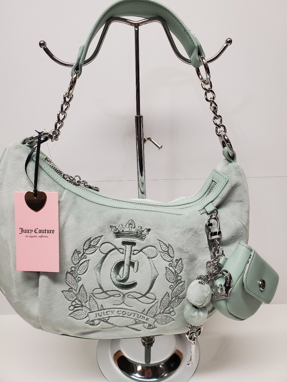Juicy Couture Mint Green Shoulder Bag with Charm Pouch